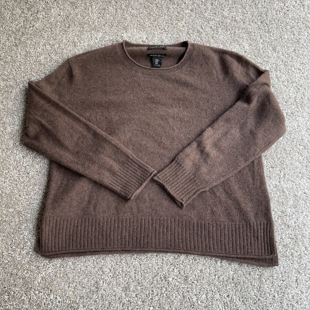 Rachel Zoe Sweater Womens M Brown Cashmere Crew Neck Long Sleeve Knit Pullover